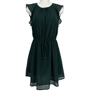 H&M Forest Fairy Green Swiss Dot Chiffon Mini Dress 10 Cottagecore Dark Romance